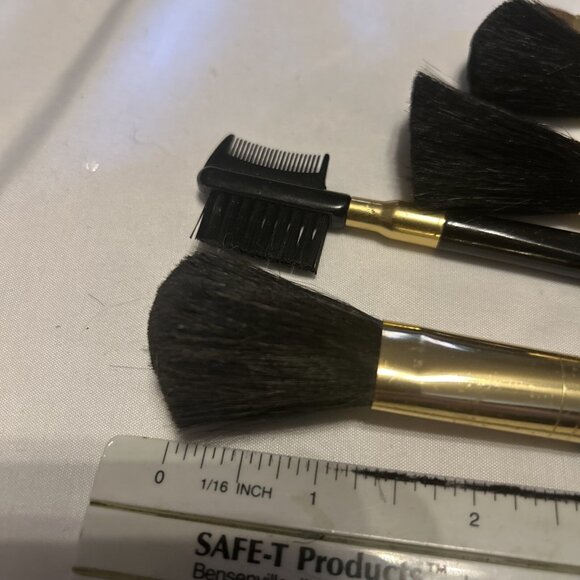 Cosmetic Makeup Brush Set of 5 Long Assorted Size Black Handles W/gold New - Picture 3 of 8